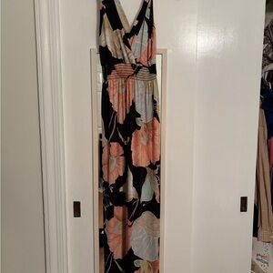 Filly Flair Abstract Print Dress with Black and Peach Accents